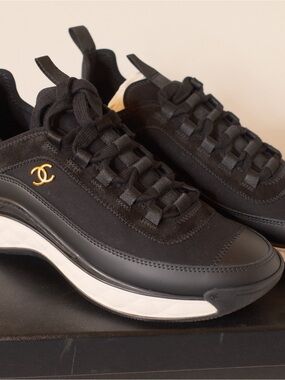 CHANEL Black and White Low-Top Sneakers